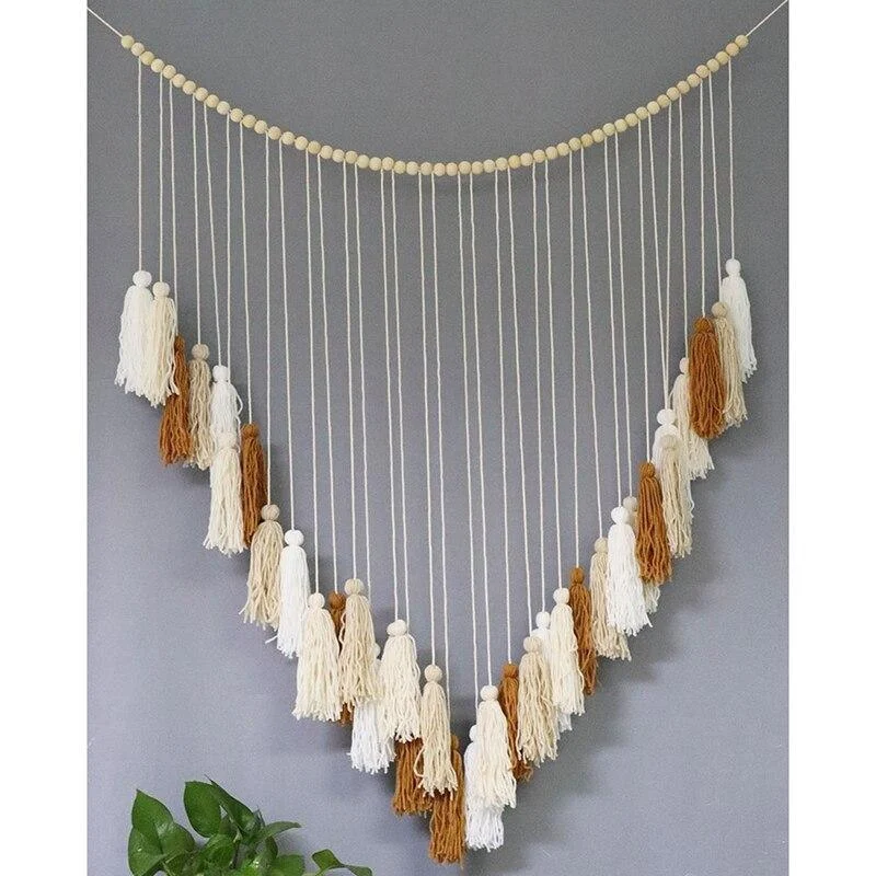 Macramé Wall Deco With Wood Beads - Glova