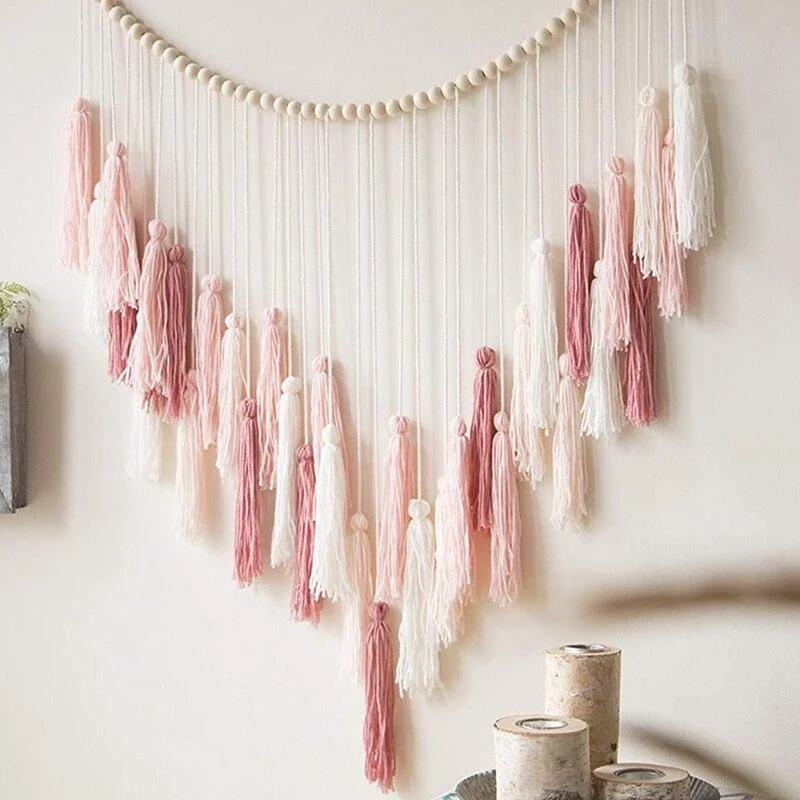 Macramé Wall Deco With Wood Beads - Glova