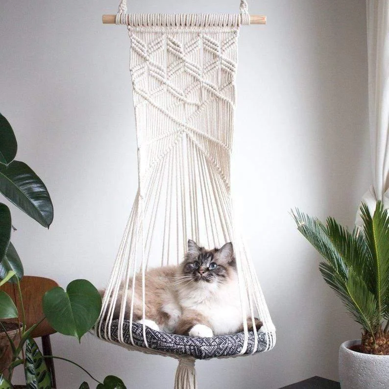 Macrame Wall Hanging Cat Bed - Glova