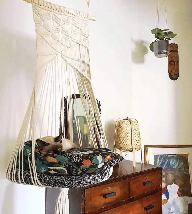 Macrame Wall Hanging Cat Bed - Glova