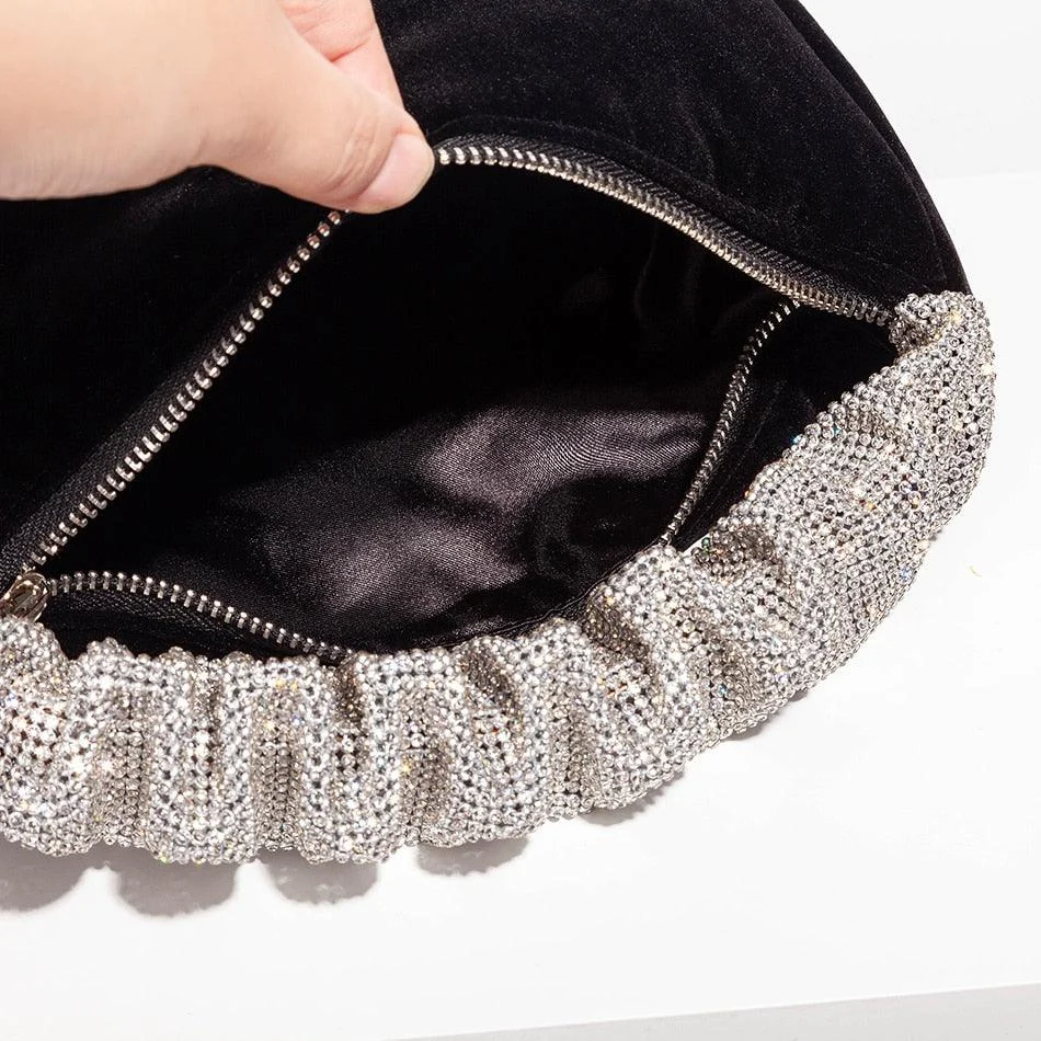 Maeve Sequin Handle Velvet Pouch Bag - Glova