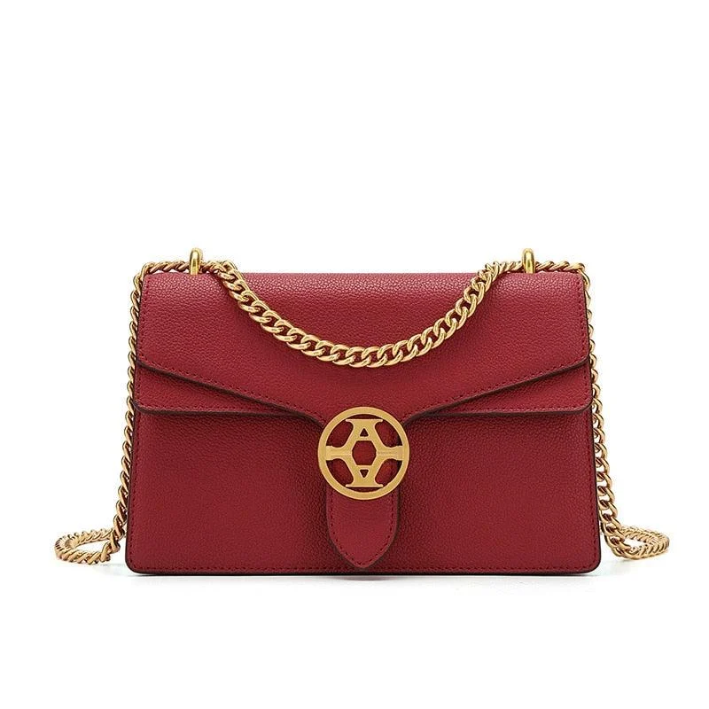 Magenta Leather Flap Bag - Glova