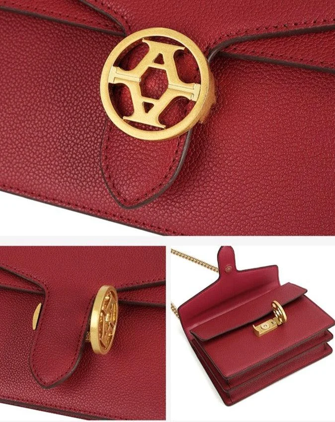 Magenta Leather Flap Bag - Glova