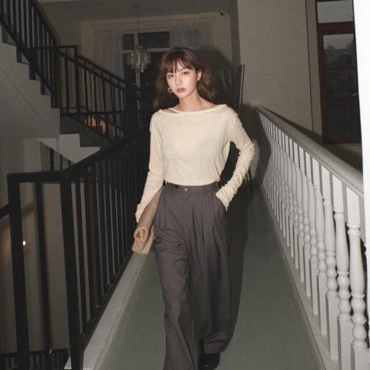 Maige Pleated Wide Leg Pants - 2 Colors - Glova