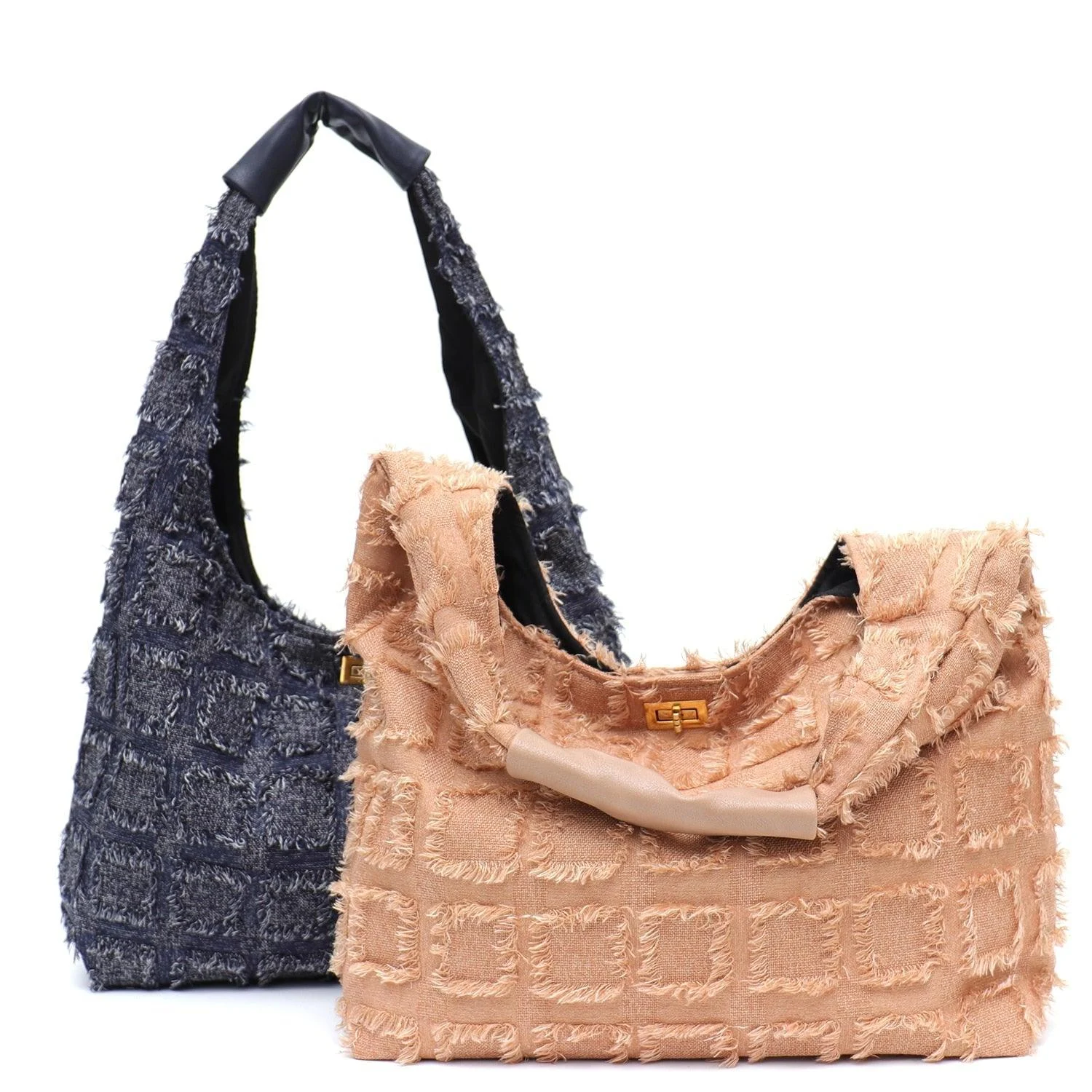 Maja Frayed Tweed Look Hobo Bags - 3 Colors - Glova