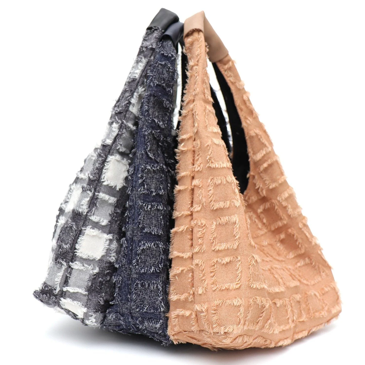 Maja Frayed Tweed Look Hobo Bags - 3 Colors - Glova