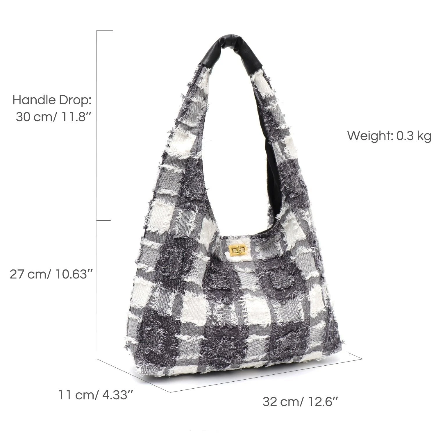 Maja Frayed Tweed Look Hobo Bags - 3 Colors - Glova