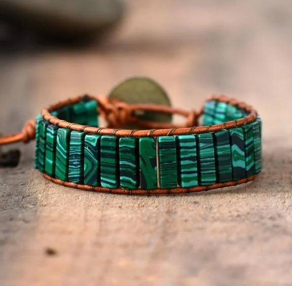 Malachite Natural Stone Wrap Bracelet - Glova