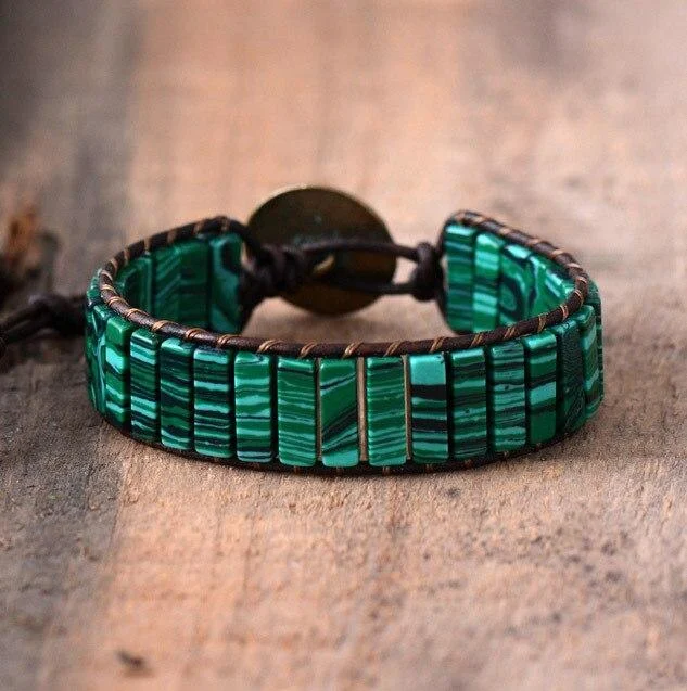 Malachite Natural Stone Wrap Bracelet - Glova