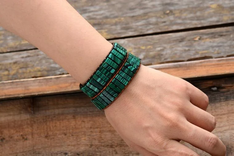 Malachite Natural Stone Wrap Bracelet - Glova