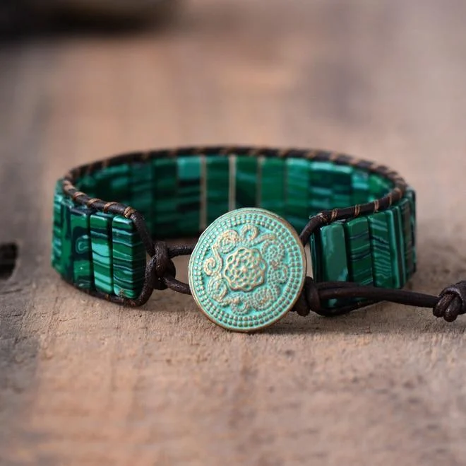 Malachite Natural Stone Wrap Bracelet - Glova