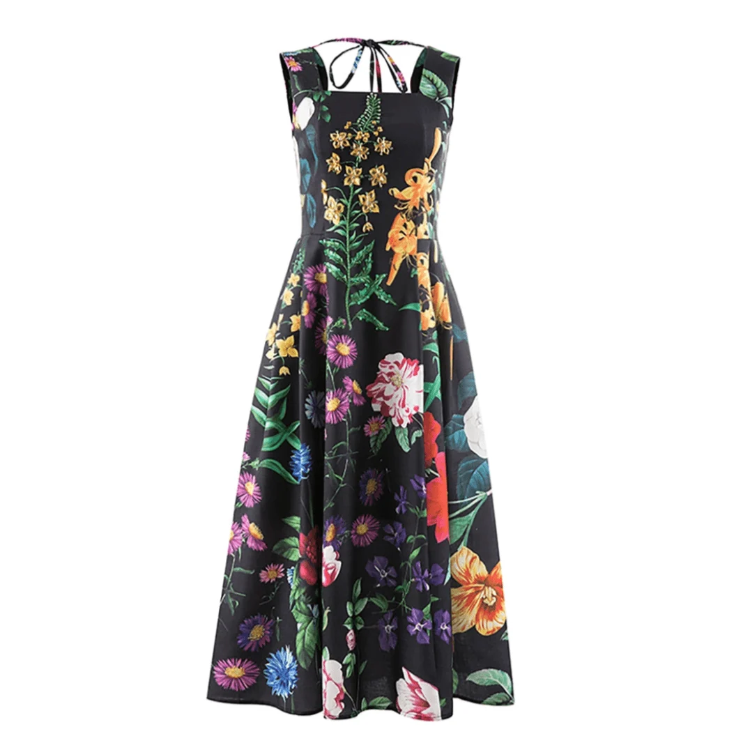 Malena Dark Spring Floral Dress - Glova