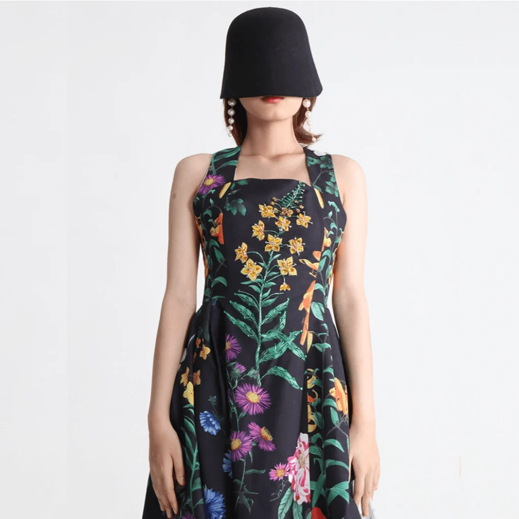 Malena Dark Spring Floral Dress - Glova