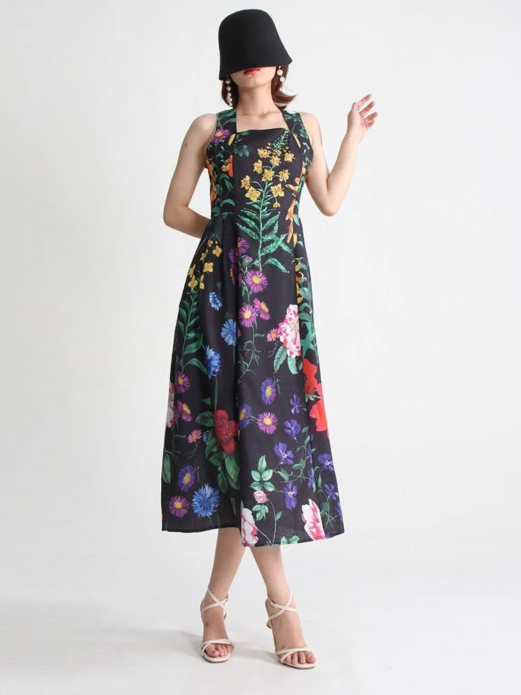 Malena Dark Spring Floral Dress - Glova