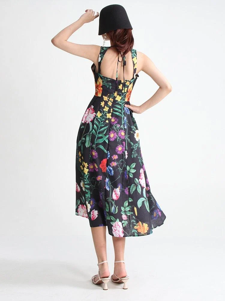 Malena Dark Spring Floral Dress - Glova