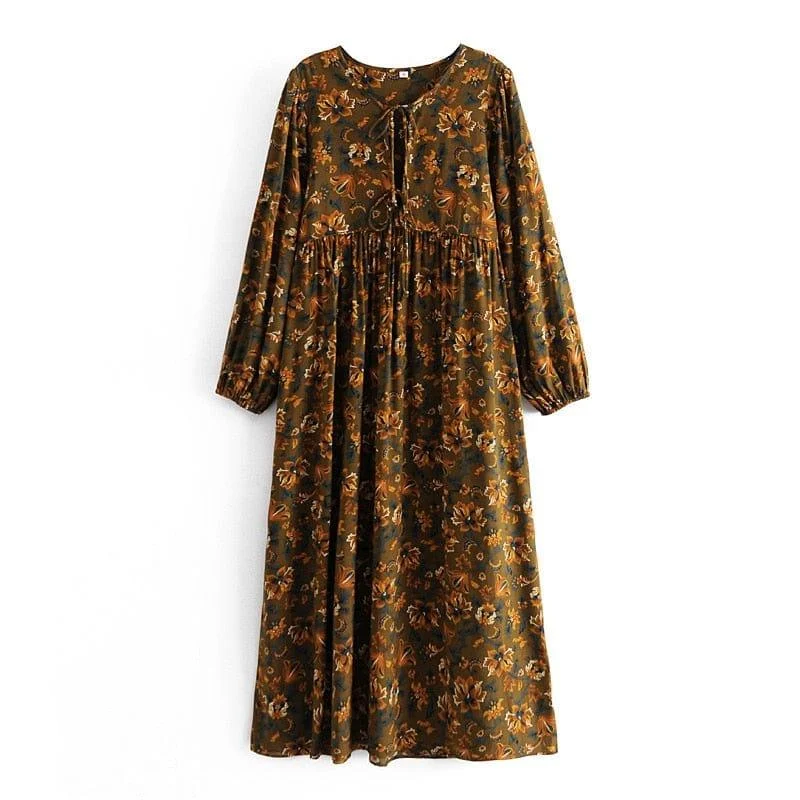 Malena Long Sleeve Boho Maxi Dress - Glova