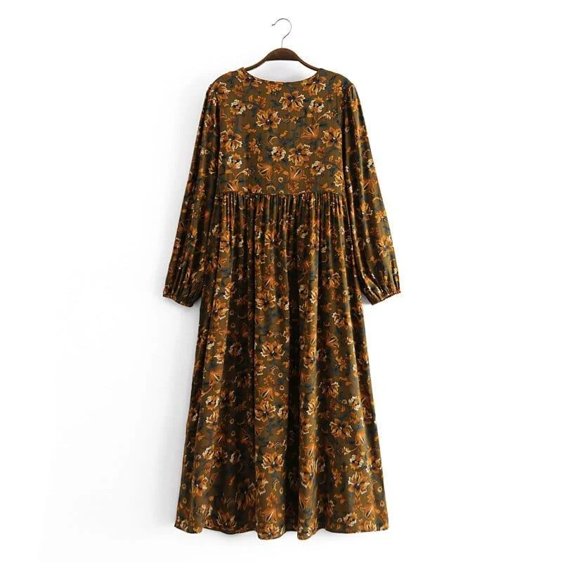 Malena Long Sleeve Boho Maxi Dress - Glova