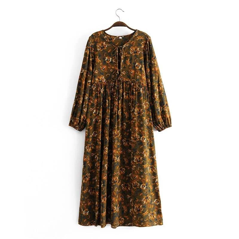 Malena Long Sleeve Boho Maxi Dress - Glova