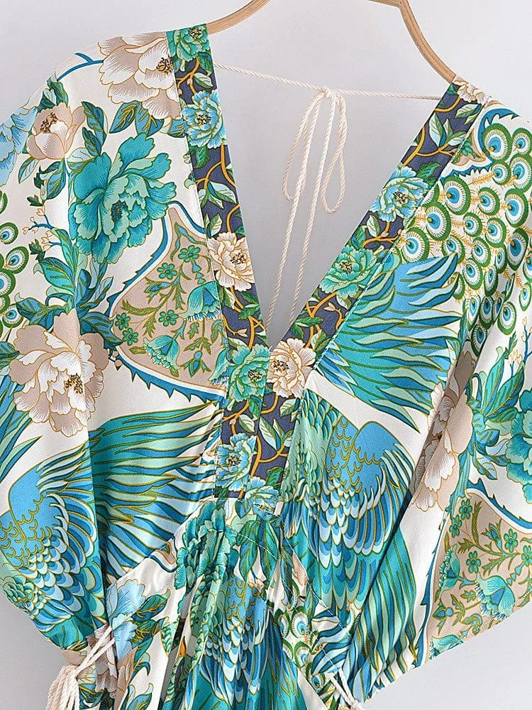 Mali Peacock Floral Maxi Dress - Glova