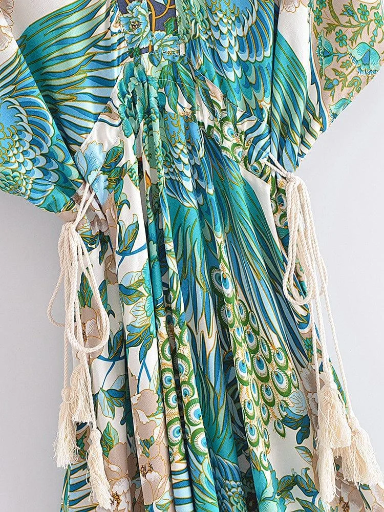 Mali Peacock Floral Maxi Dress - Glova