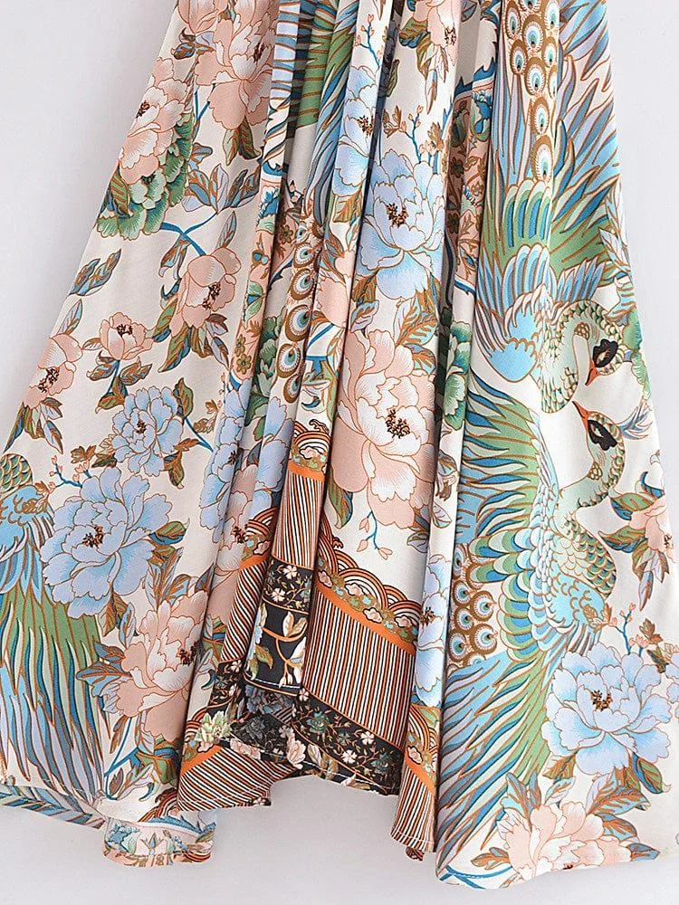 Mali Peacock Floral Maxi Dress - Glova