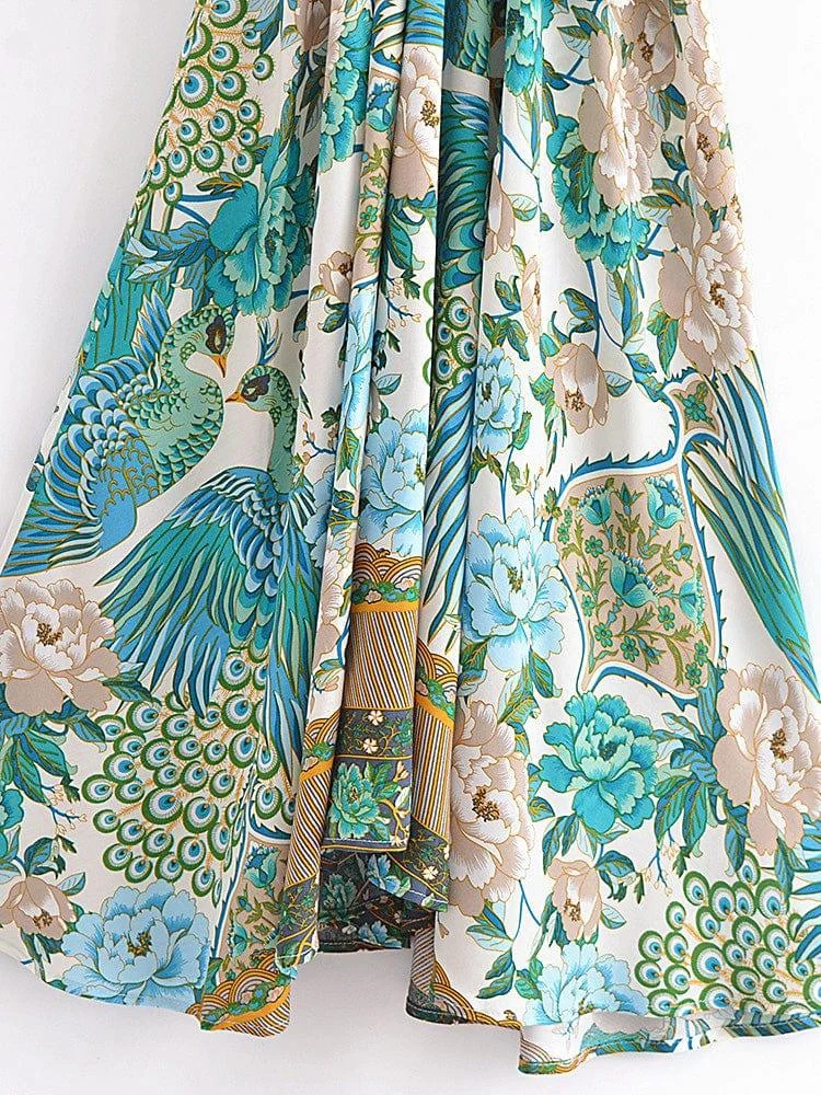 Mali Peacock Floral Maxi Dress - Glova