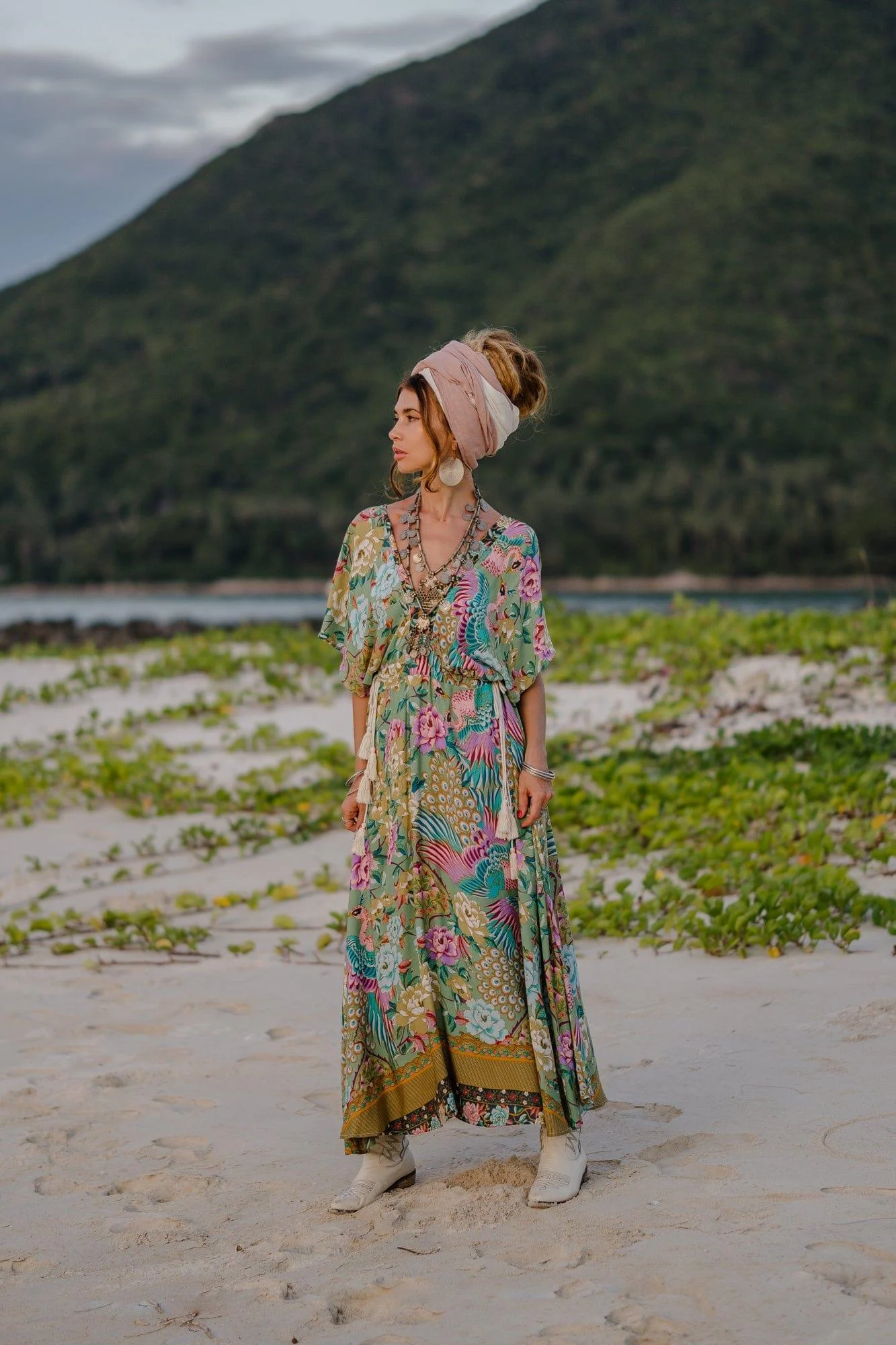 Mali Peacock Floral Maxi Dress - Glova