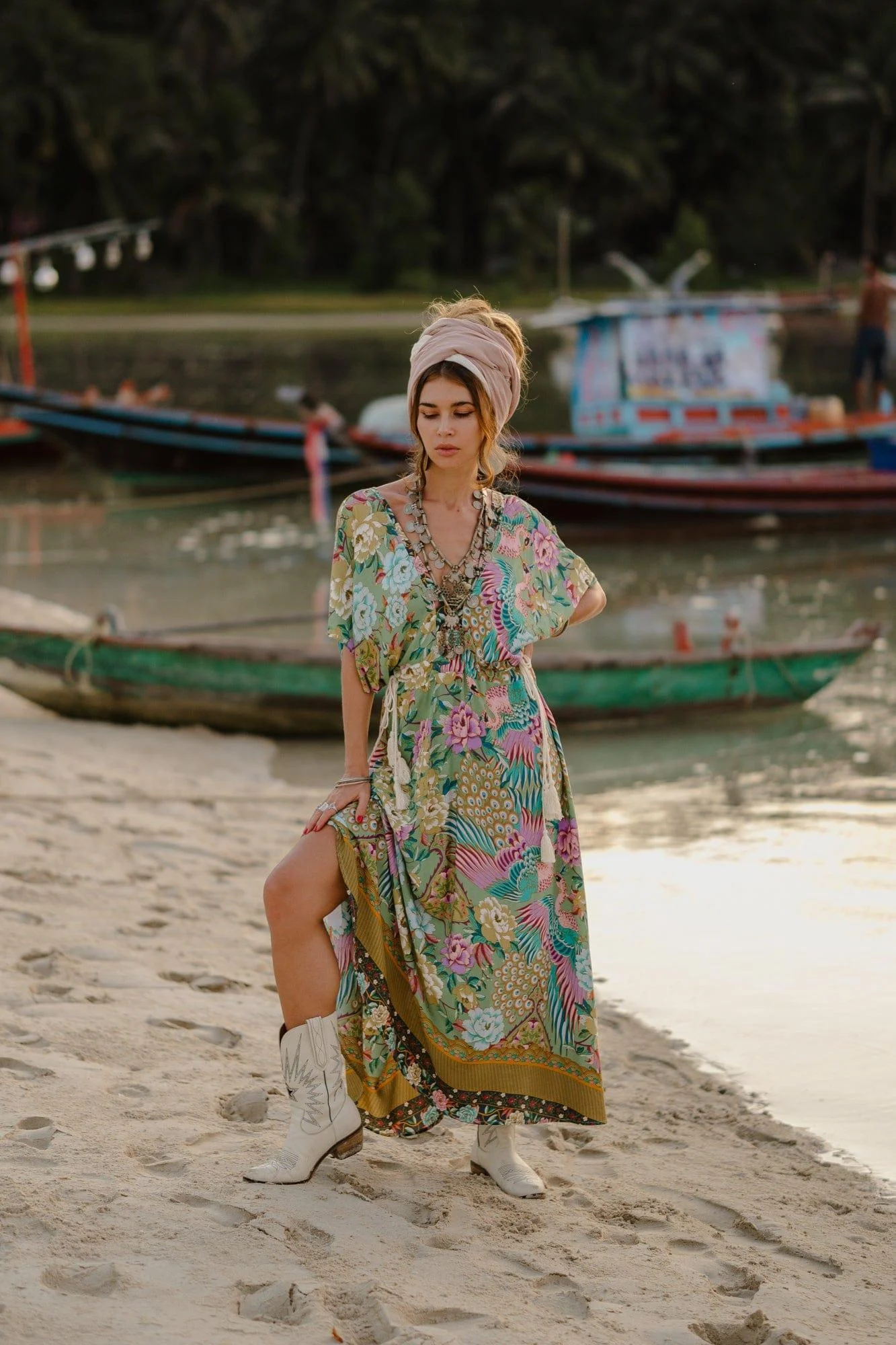 Mali Peacock Floral Maxi Dress - Glova