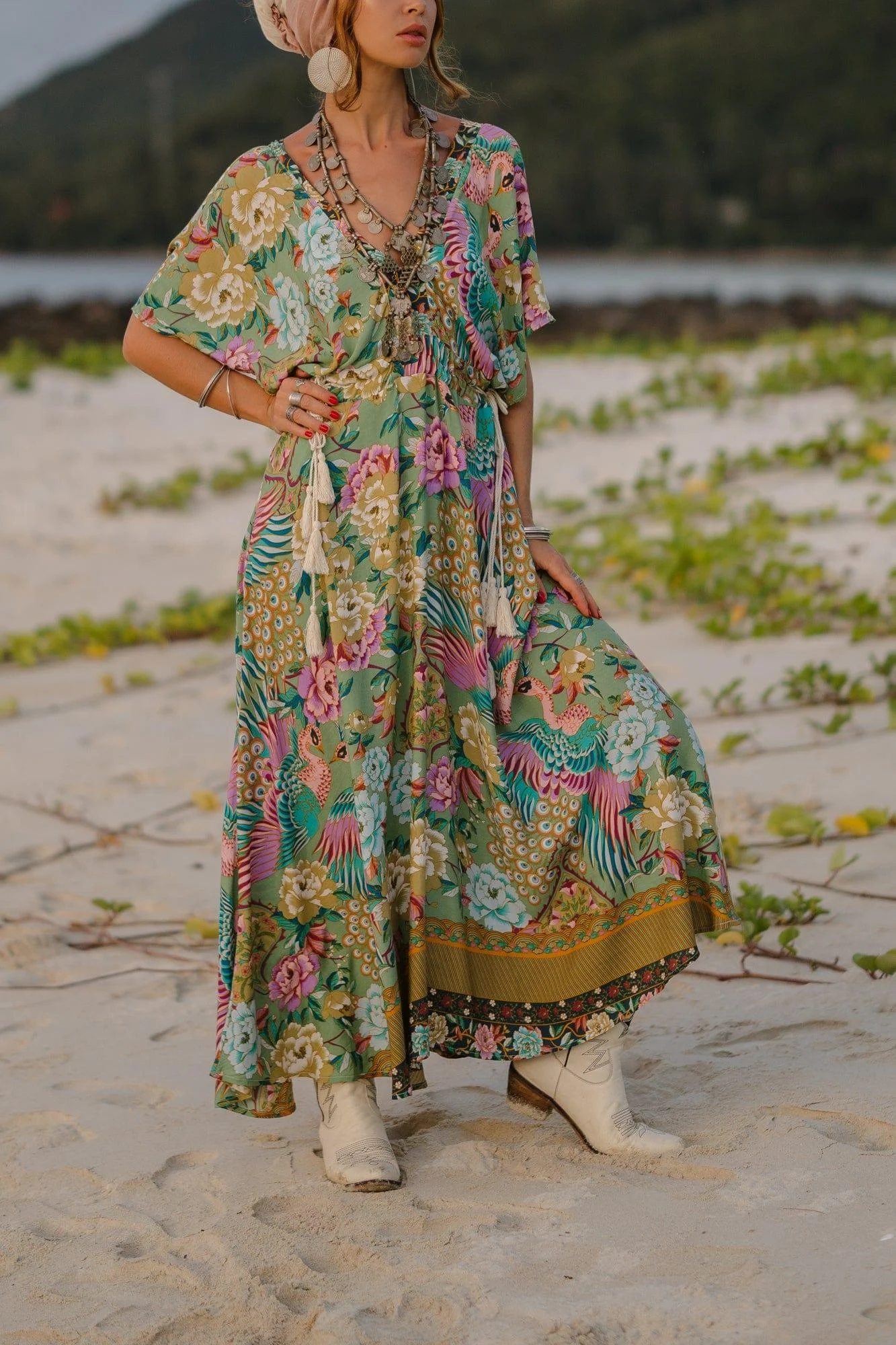 Mali Peacock Floral Maxi Dress - Glova