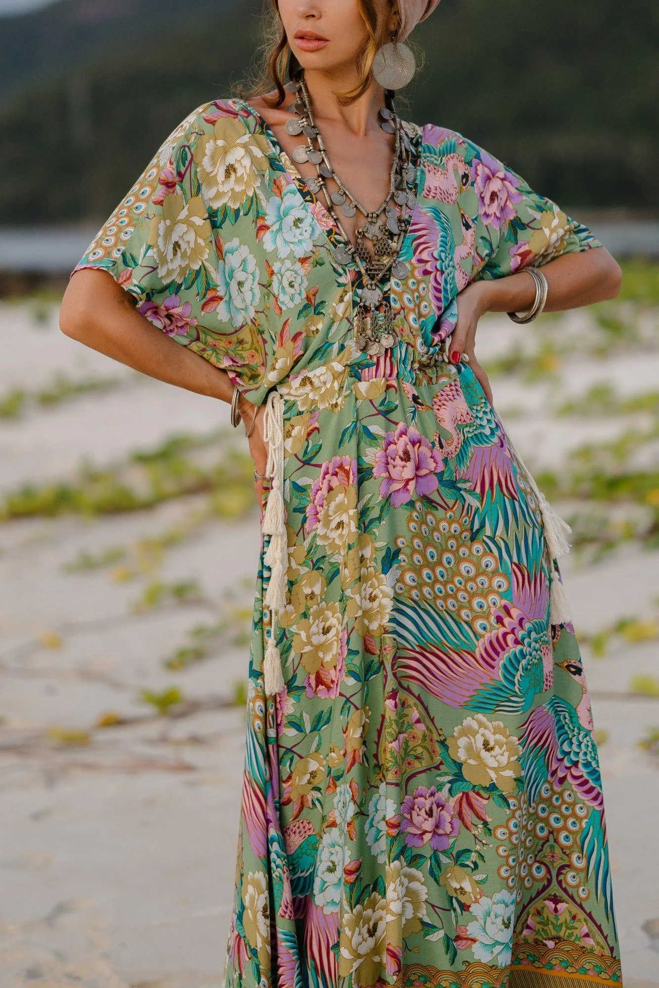 Mali Peacock Floral Maxi Dress - Glova