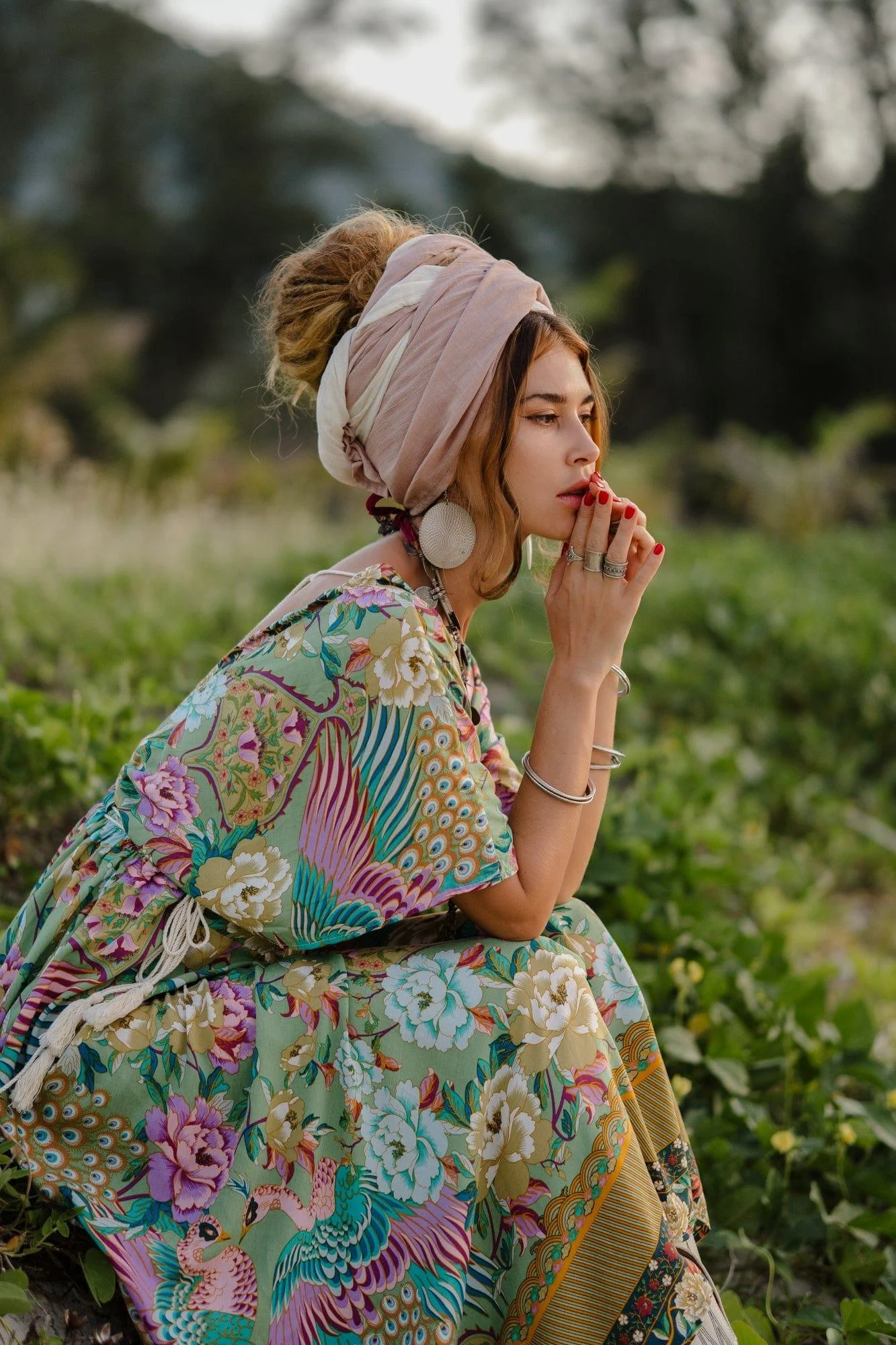 Mali Peacock Floral Maxi Dress - Glova