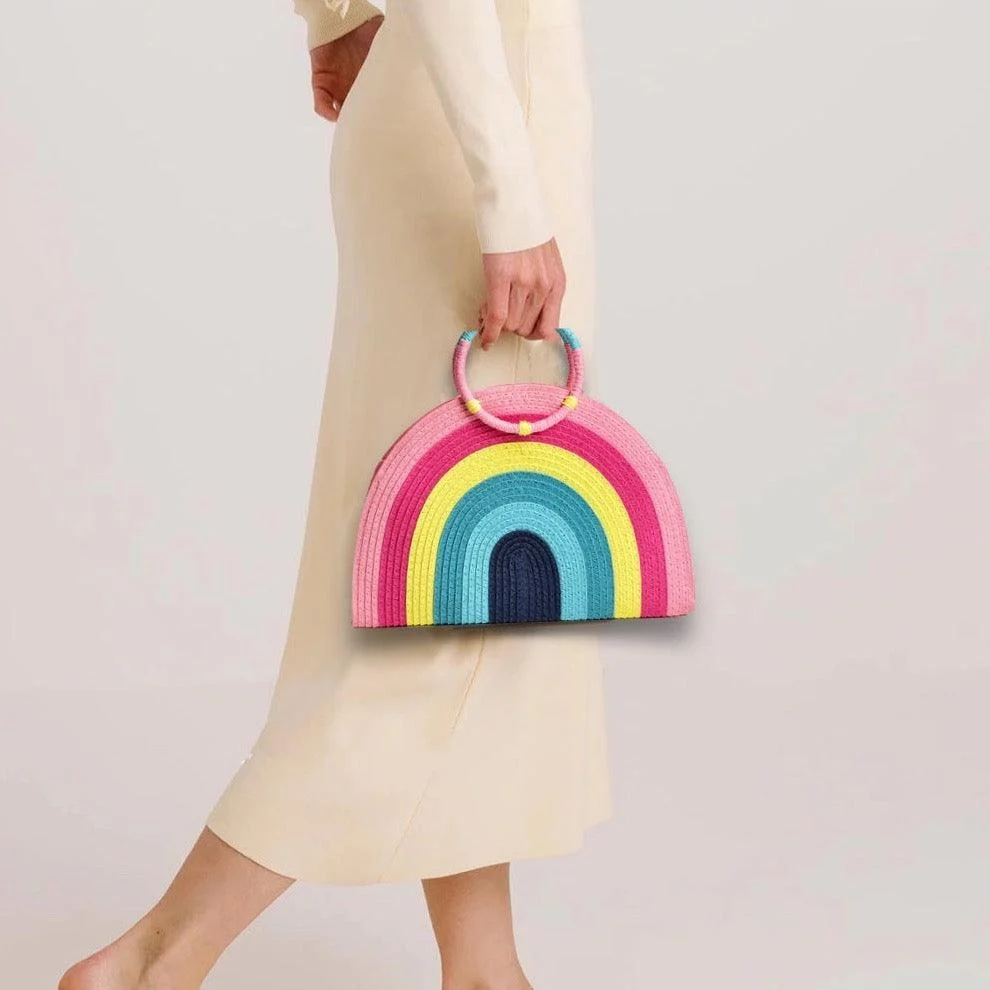 Malia Rainbow Stripe Woven Handbag - Glova