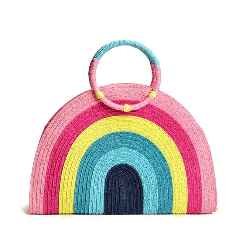 Malia Rainbow Stripe Woven Handbag - Glova