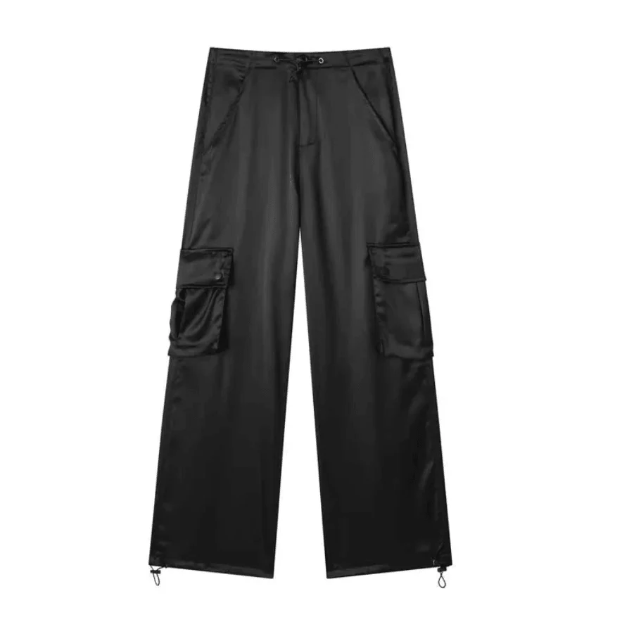 Malin Casual Luxe Satin Cargo Pants - Glova