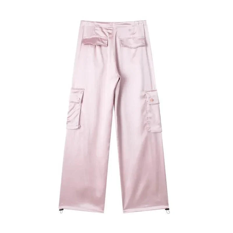 Malin Casual Luxe Satin Cargo Pants - Glova