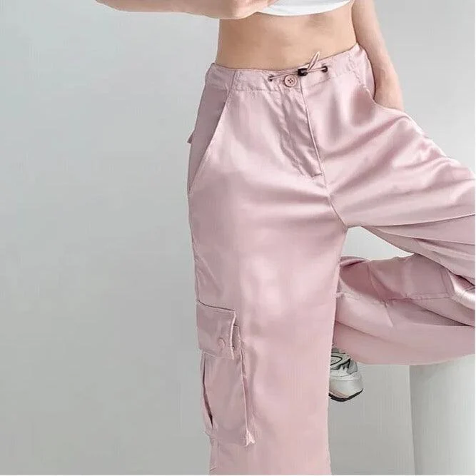 Malin Casual Luxe Satin Cargo Pants - Glova