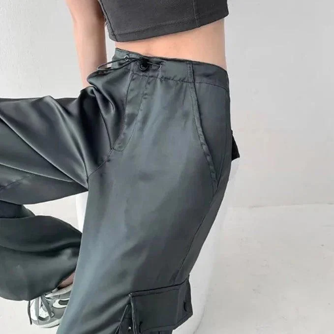 Malin Casual Luxe Satin Cargo Pants - Glova