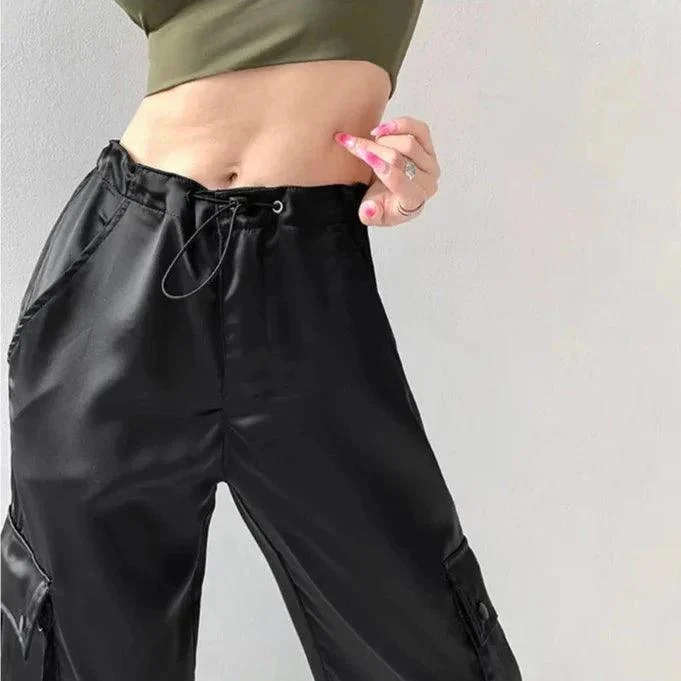 Malin Casual Luxe Satin Cargo Pants - Glova