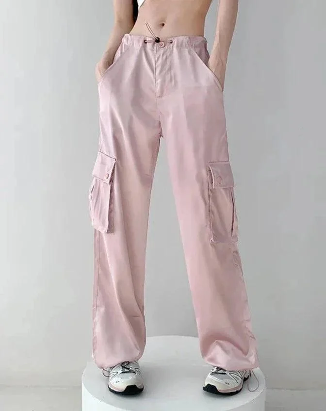 Malin Casual Luxe Satin Cargo Pants - Glova