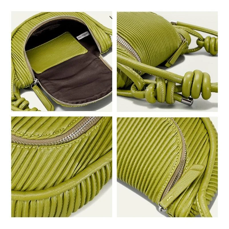 Malina Pleated Half Moon Saddle Bag - 6 Colors - Glova