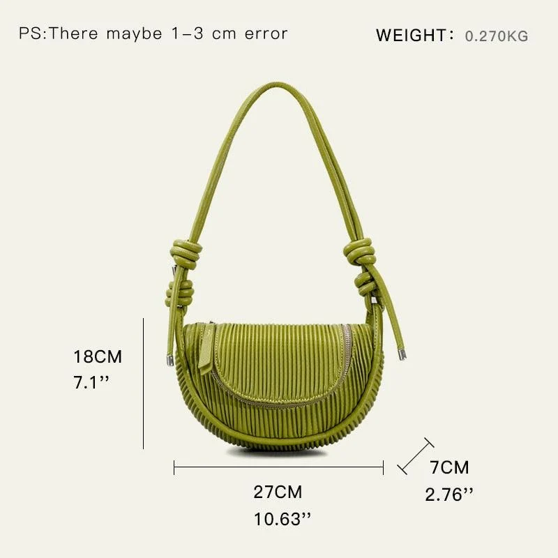 Malina Pleated Half Moon Saddle Bag - 6 Colors - Glova