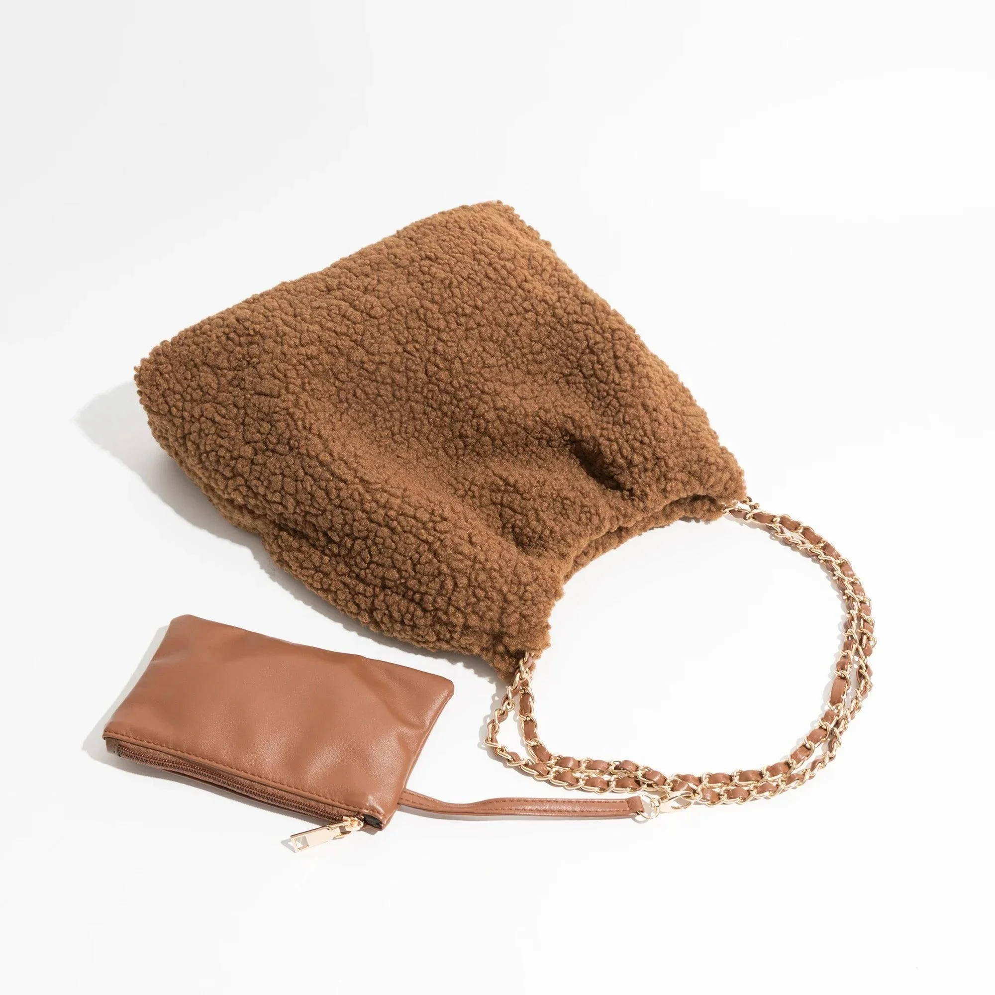 Mamonde Faux Lambs Fur Hobo Shoulder Bag - Glova