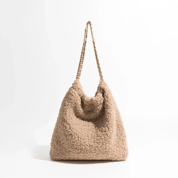 Mamonde Faux Lambs Fur Hobo Shoulder Bag - Glova