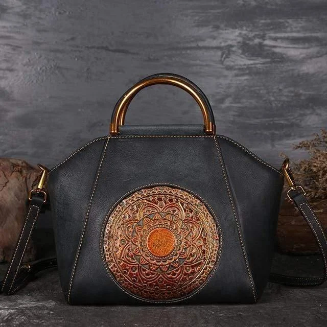 Mandala Embossed Leather Bag - Glova