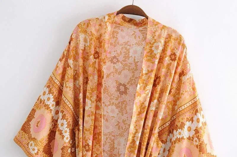 Manon Orange Floral Kimono - Glova