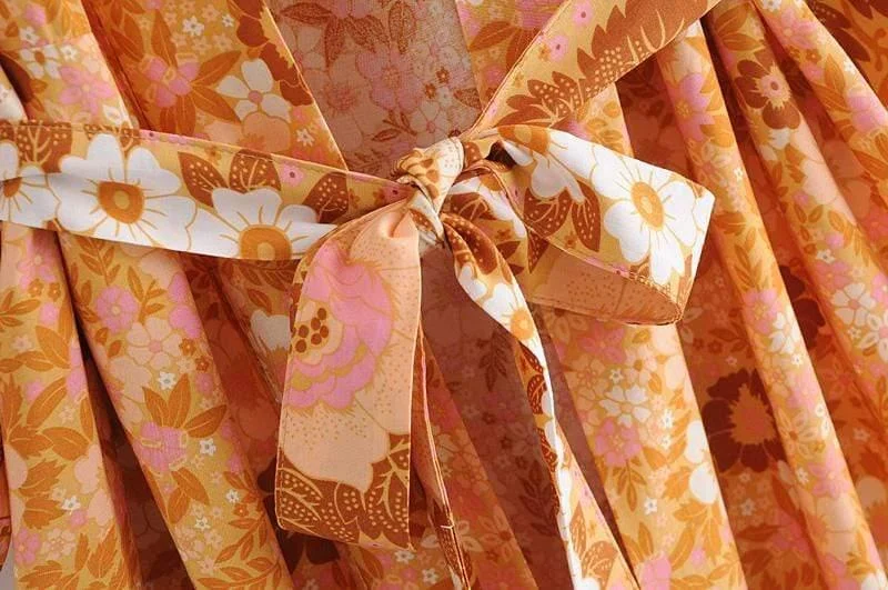 Manon Orange Floral Kimono - Glova