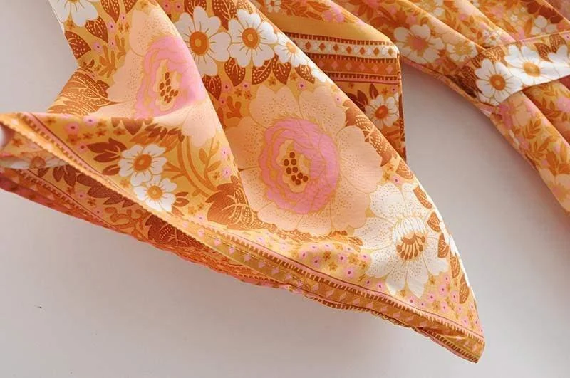 Manon Orange Floral Kimono - Glova