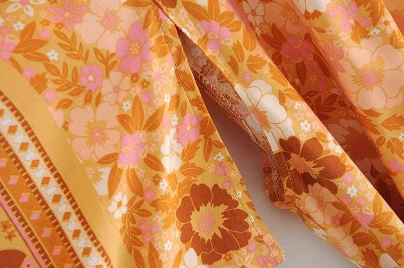 Manon Orange Floral Kimono - Glova