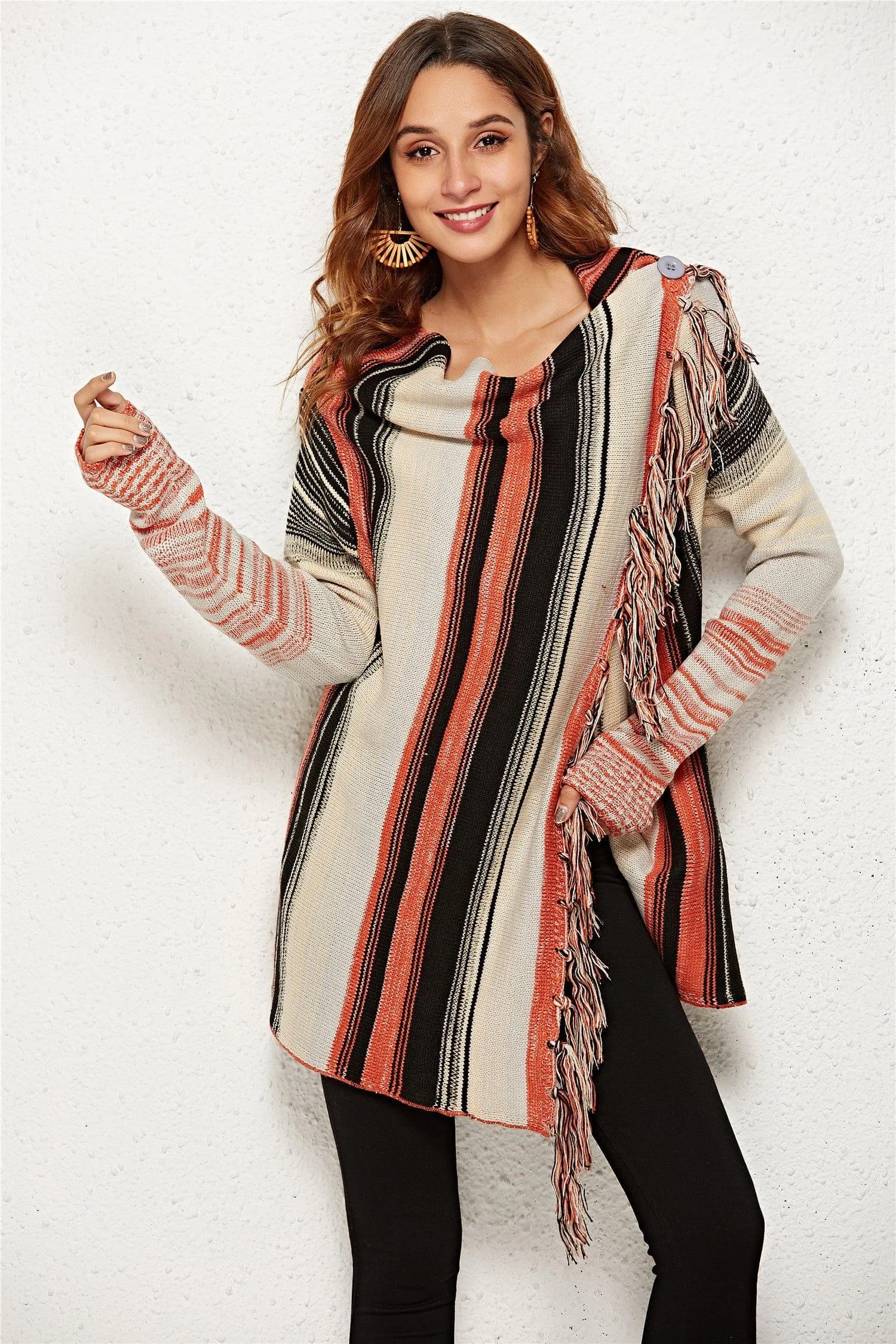 Manon Striped Tassel Hem Cardigan - Glova