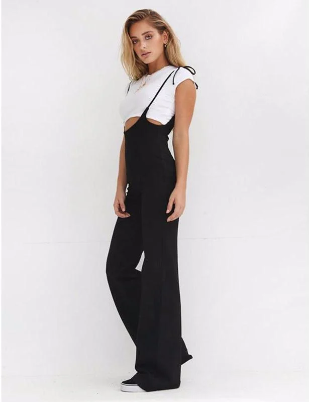 Mara Shoulder Strap Overall Wide Leg Pants - Glova